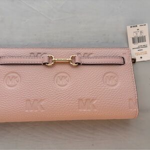 Michael Kors Light Pink Embossed Logo Wallet NWT